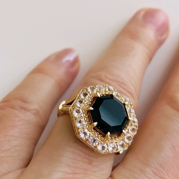 Judith Ripka Onyx 14K Gold Clad Ring - Picture 3 of 8